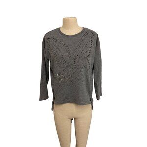 H&M Gray Studded Eagle Sweatshirt With Zipper Details Pullover Casual Sweater